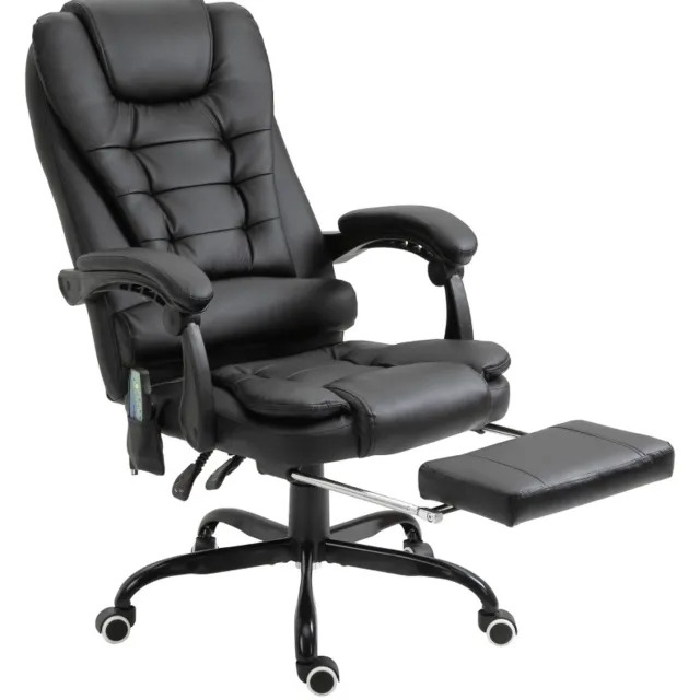 DESMIU Bureaustoel 67 x 79 x 111-121 cm - 7 Massagepunten, Hoogteverstelbaar en Kantelbaar - Voor Kantoor en Thuiswerkplek - Kunstleer Zwart