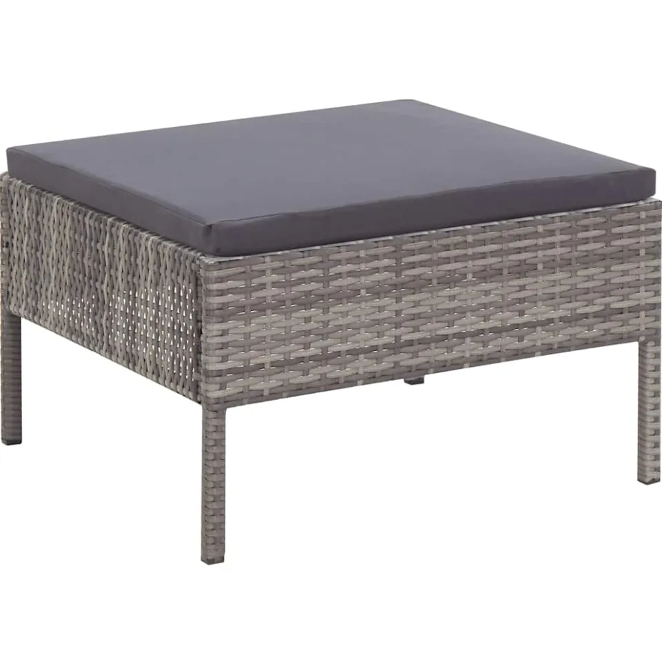 vidaXL 5-delige Loungeset met kussens poly rattan grijs, foto 4