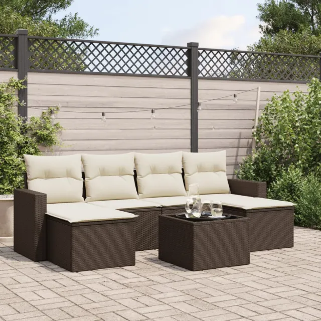 vidaXL 7-delige Loungeset met kussens poly rattan bruin, foto 2