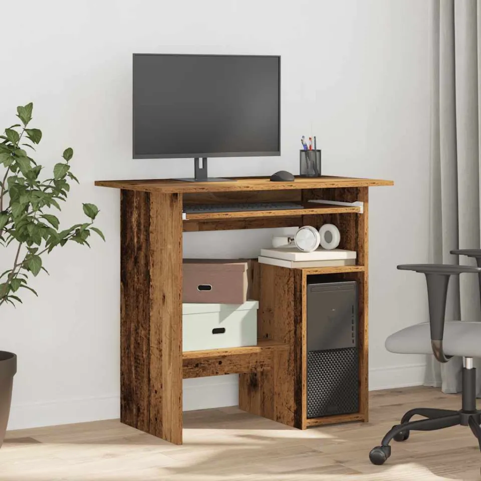 vidaXL Bureau 80x45x74 cm bewerkt hout oud houtkleurig bruin, foto 2