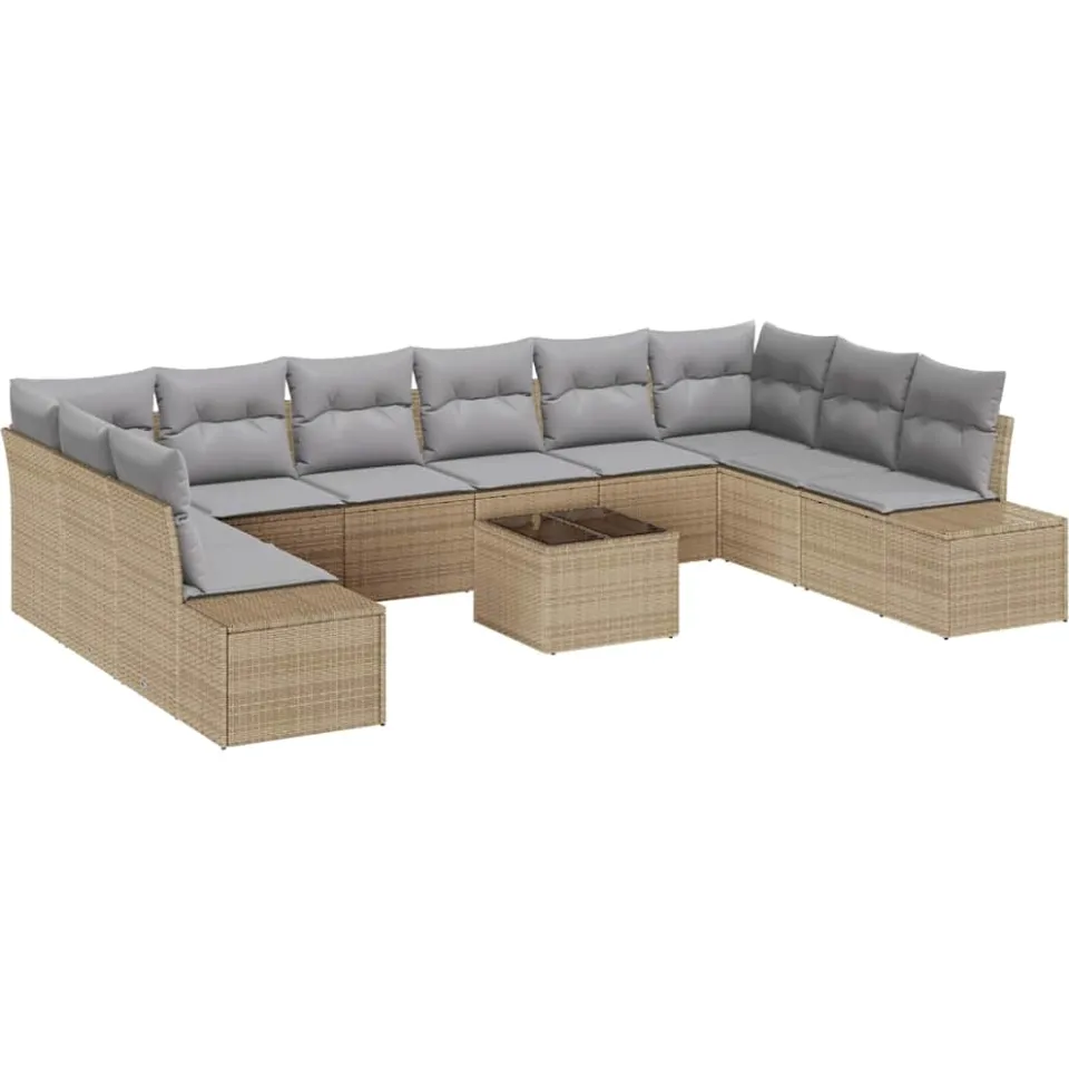 vidaXL Tuin Sofa Set 11 st Beige poly rattan