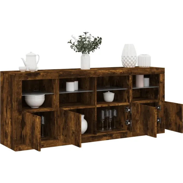 vidaXL Dressoir met LED-verlichting 163x37x67 cm gerookt eikenkleurig Bruin