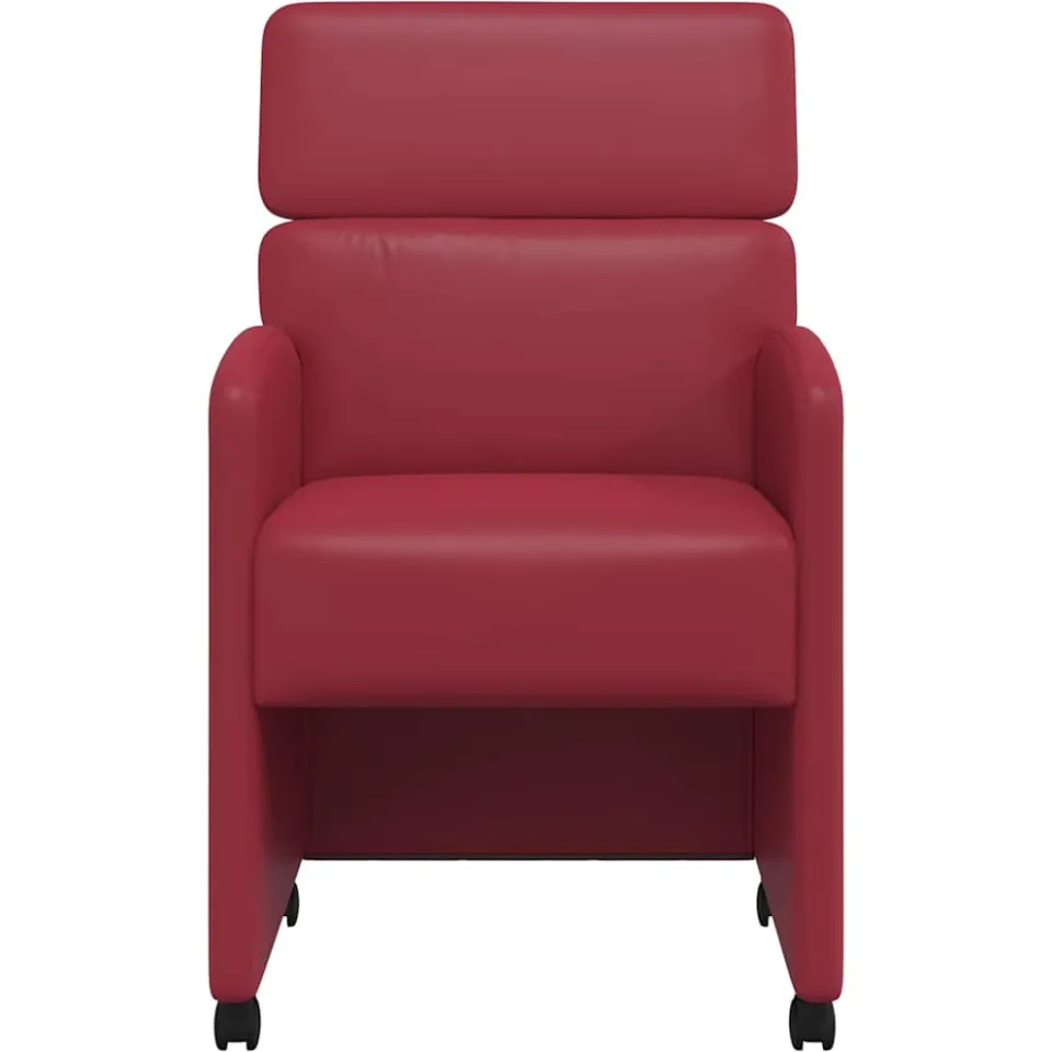 vidaXL Eetkamerstoelen met Wieltjes 2 st Kunstleer Wijnrood, foto 4