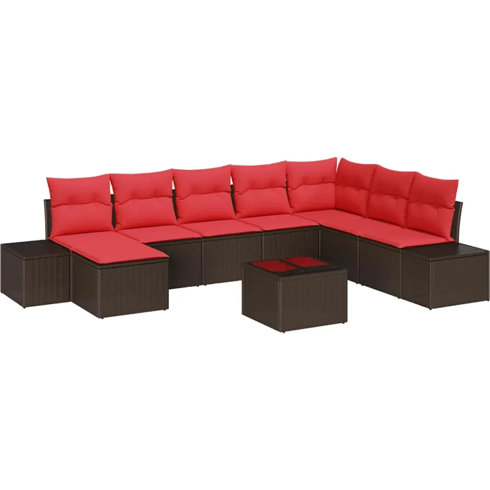 vidaXL Tuin Sofa Set 9 st Bruin poly rattan, foto 4