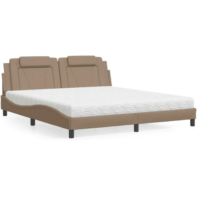 vidaXL Bed "Viana" met matras kunstleer cappuccinokleurig 180x200 cm Bruin