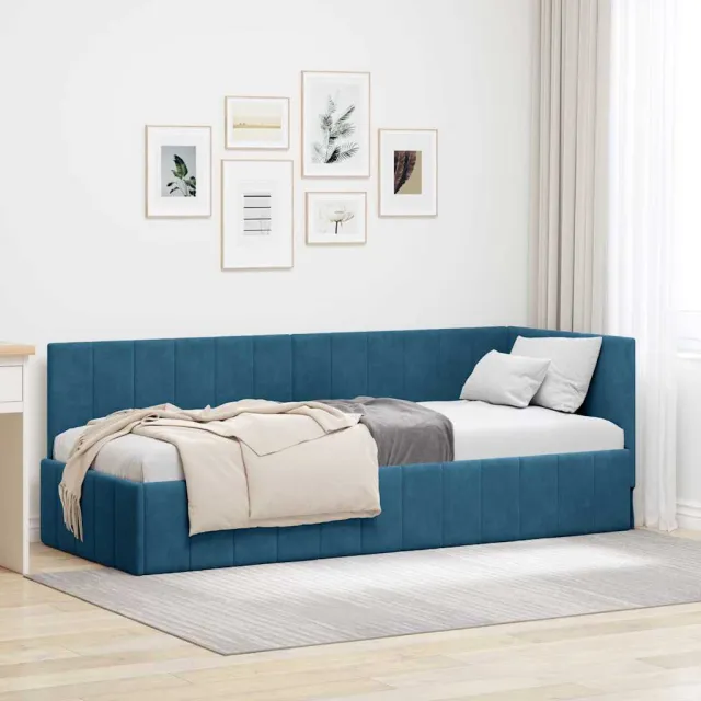 vidaXL Hoekbedframe Blauw 80 x 200 cm fluweel
