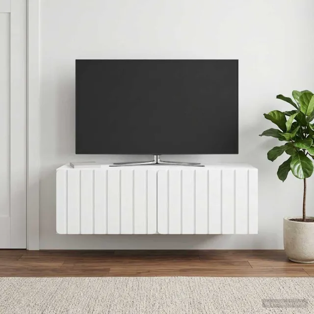 vidaXL Wandbeugel TV-kast 98 x 41 x 30 cm Wit Bewerkt hout
