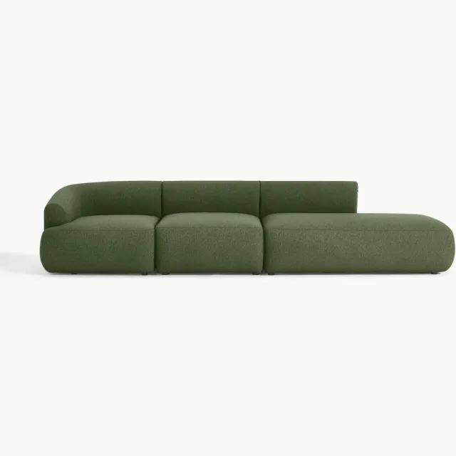 Westwing Collection Modulaire bouclé chaise Sofia (4-zits) Groen