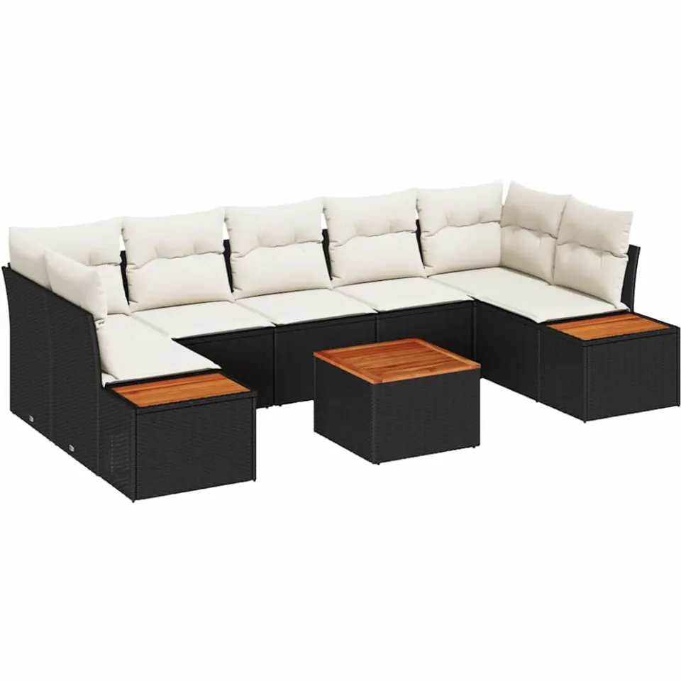 vidaXL Tuin Sofa Set 8 st Zwart Poly riet