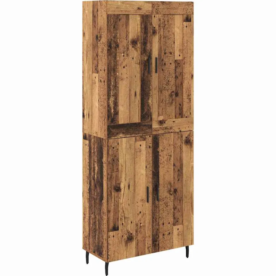 vidaXL Hoge kast 2 st Oudhout 69,5 x 34 x 180 cm Bewerkt hout bruin, foto 3