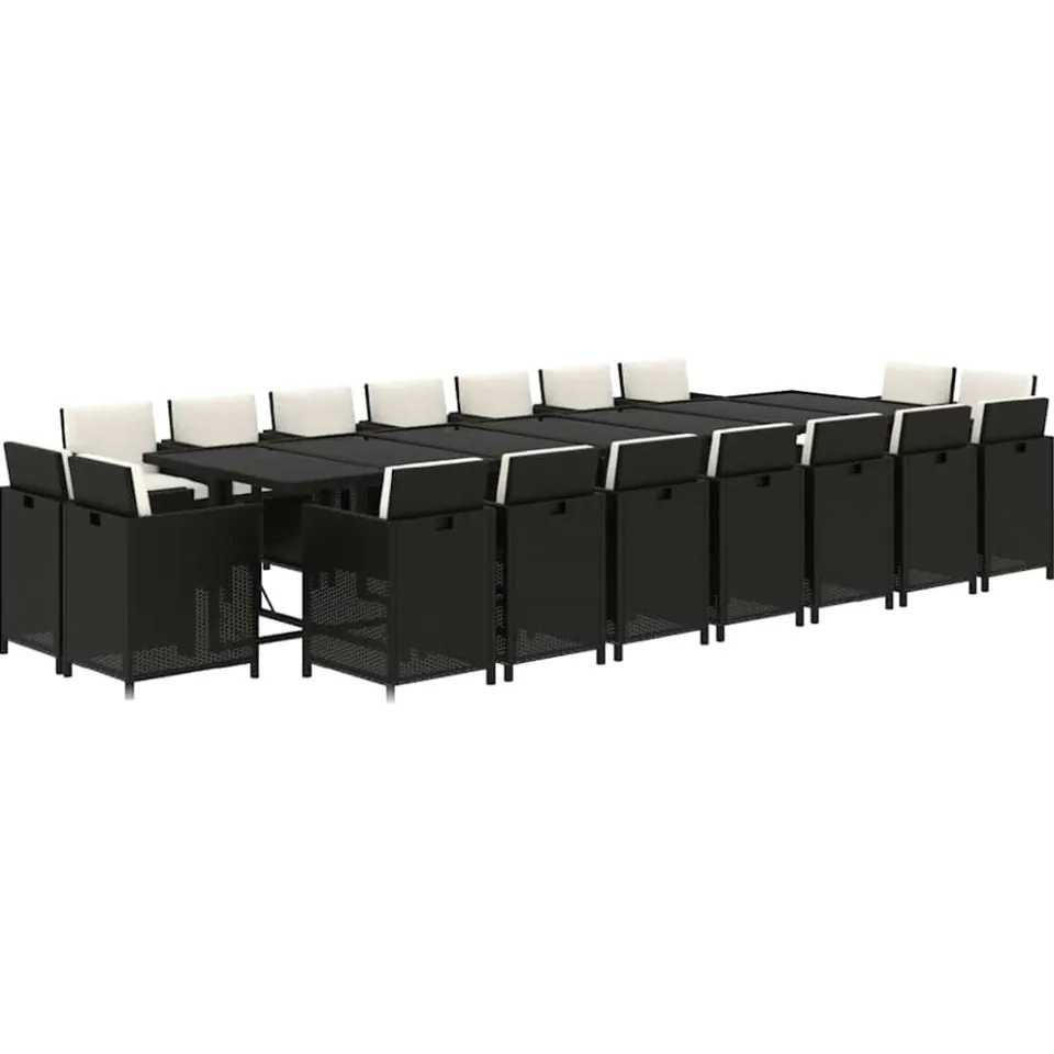 vidaXL 19-delige Tuinset met kussens poly rattan zwart
