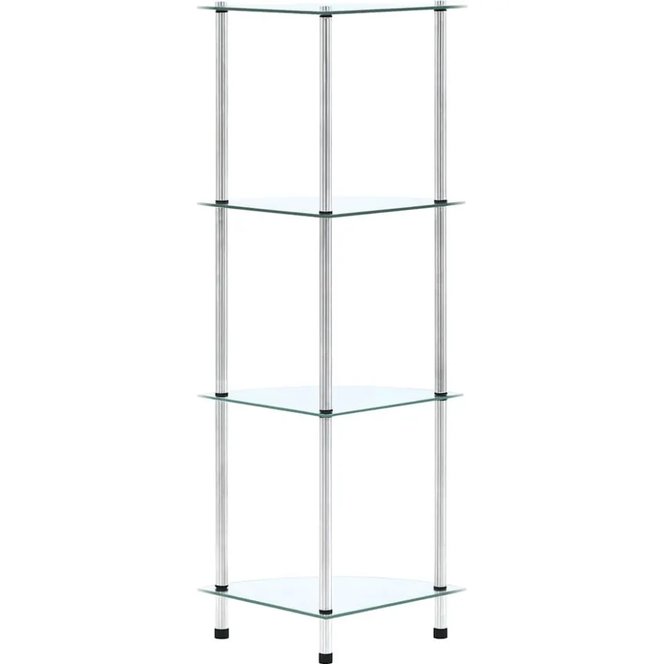 vidaXL Kastje 4-laags 30x30x100 cm gehard glas transparant transparent, foto 2