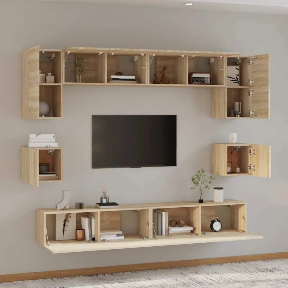 vidaXL 8-delige Tv-meubelset bewerkt hout sonoma eikenkleurig, foto 3