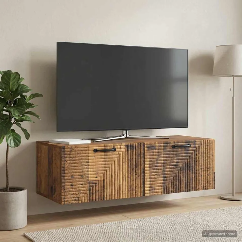 vidaXL Wandbeugel TV-kast Oud hout 98 x 41 x 30 cm Bewerkt hout bruin, foto 4