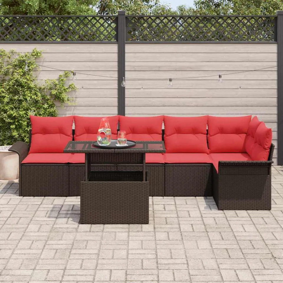 vidaXL Tuin Sofa Set 7 st Bruin [Synthetisch]: Poly Rattan, foto 3