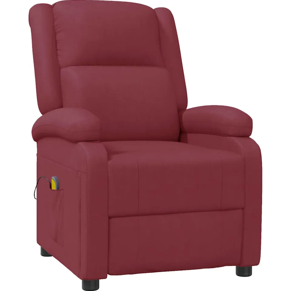 vidaXL Massagestoel kunstleer wijnrood, foto 3