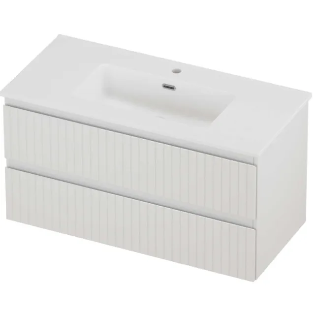 Proline Tribute Badmeubelset Porselein Elegant 1 Kraangat 100x46x54 cm Mat White Glans Wit