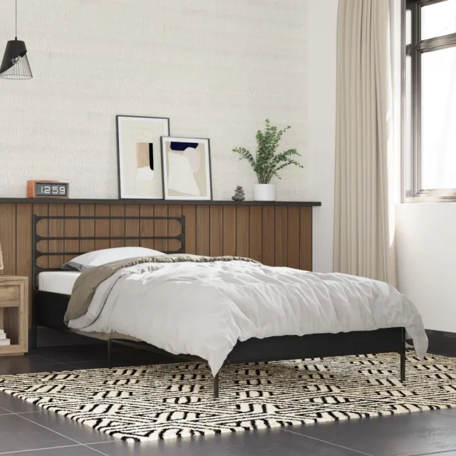 vidaXL Bedframe bewerkt hout en metaal zwart 90x200 cm