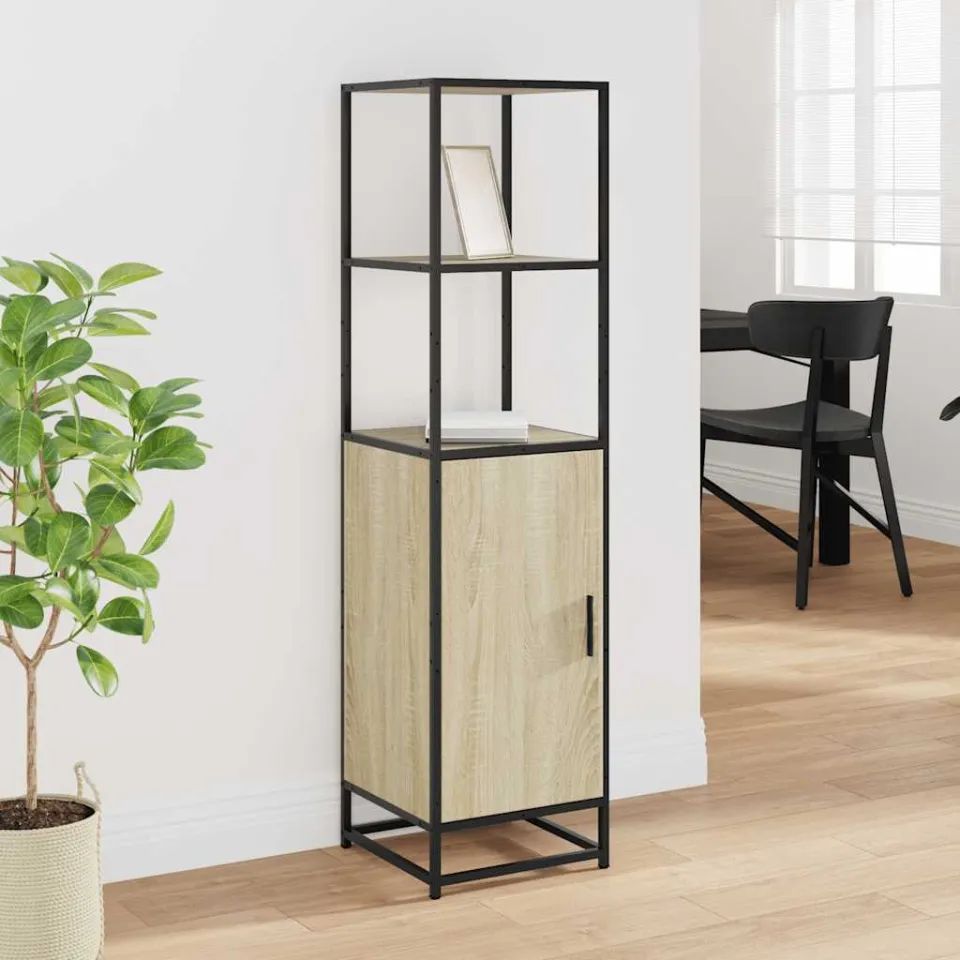vidaXL Hoge kast 35,5x35x139 cm bewerkt hout en metaal sonoma eiken, foto 2