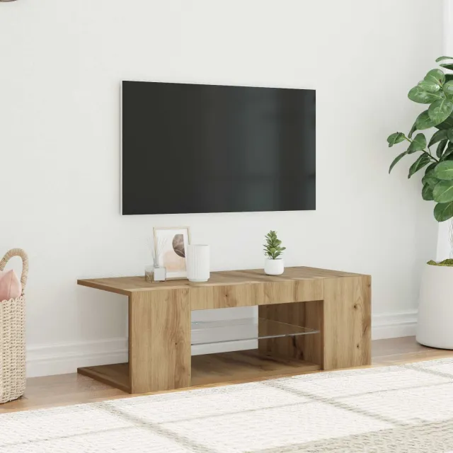vidaXL Tv-meubel met LED 90x39x30 cm bewerkt hout artisanaal eiken Bruin