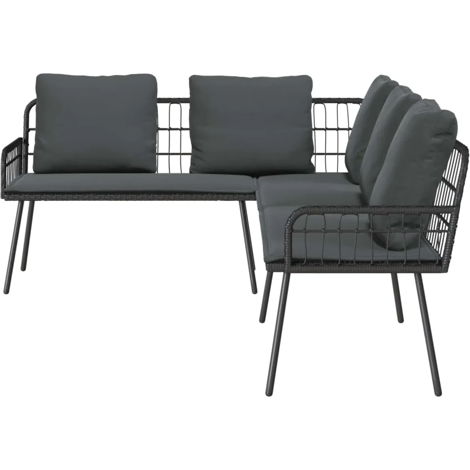 vidaXL Tuinbankenset 2 st Zwart poly rattan, foto 3