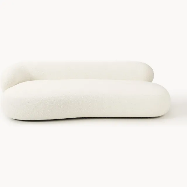 Westwing Collection Bouclé bank Alba (3-zits) Wit