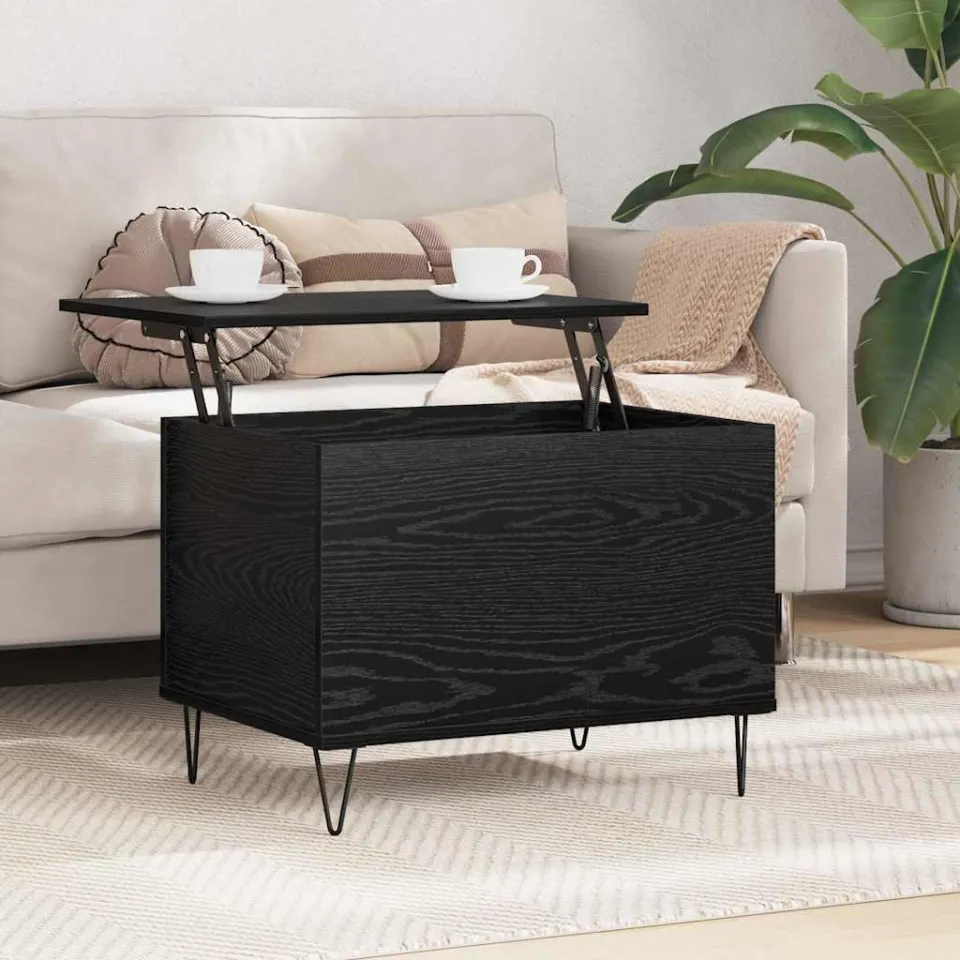 vidaXL Salontafel Zwart Eiken 60 x 44,5 x 45 cm Bewerkt hout, foto 4