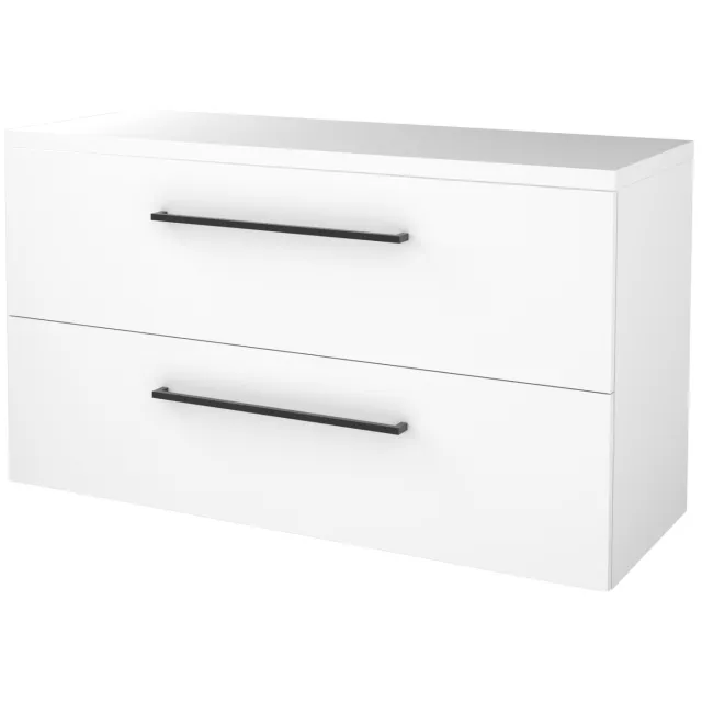 Boss & Wessing Badmeubelset BWS Salt 120x46cm Met Grepen 2 Lades Met Afdekplaat Ice White Wit