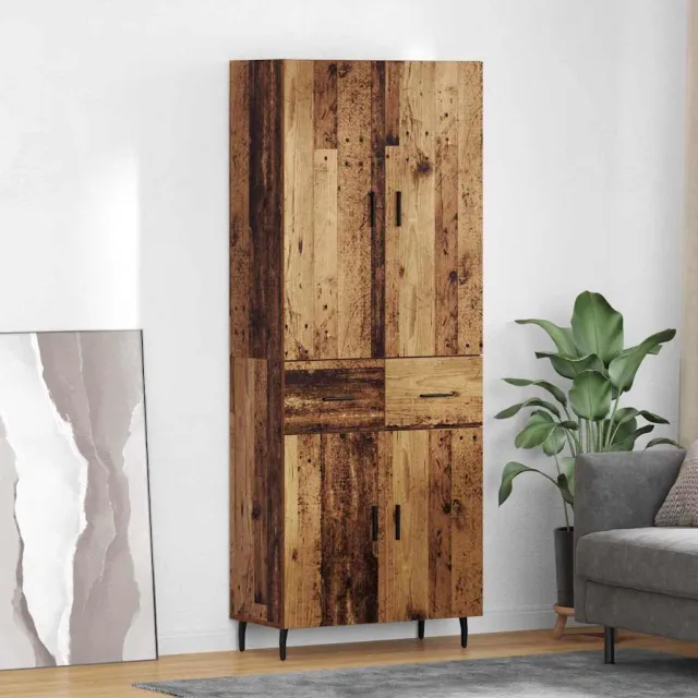 vidaXL Hoge kast 2 st Oud Hout 69,5 x 34 x 180 cm Bewerkt hout bruin, foto 2