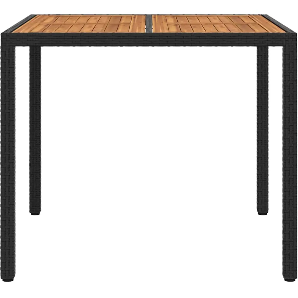vidaXL Tuinstafel Zwart 90 x 90 x 75 cm poly rattan