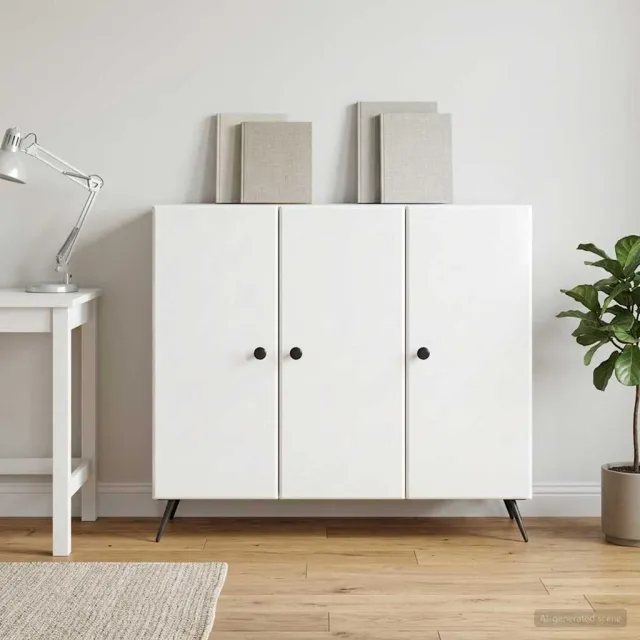 vidaXL Dressoir Hoogglans Wit 89 x 34,5 x 80 cm Bewerkt hout