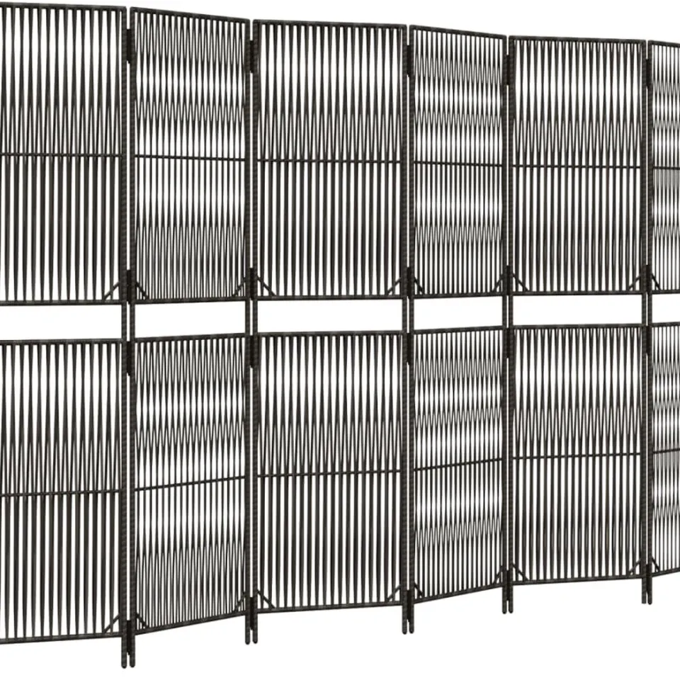 vidaXL Kamerscherm 6 panelen poly rattan grijs, foto 3