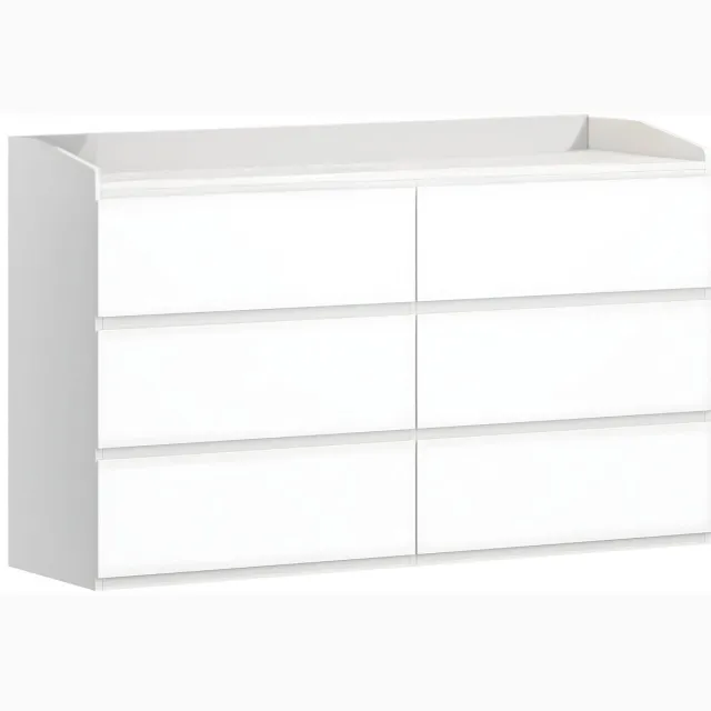 Happiq Ladekast – Voor Slaapkamer & Woonkamer – 6-Laden Kast met Werkblad, Moderne Stijl – Ivoor