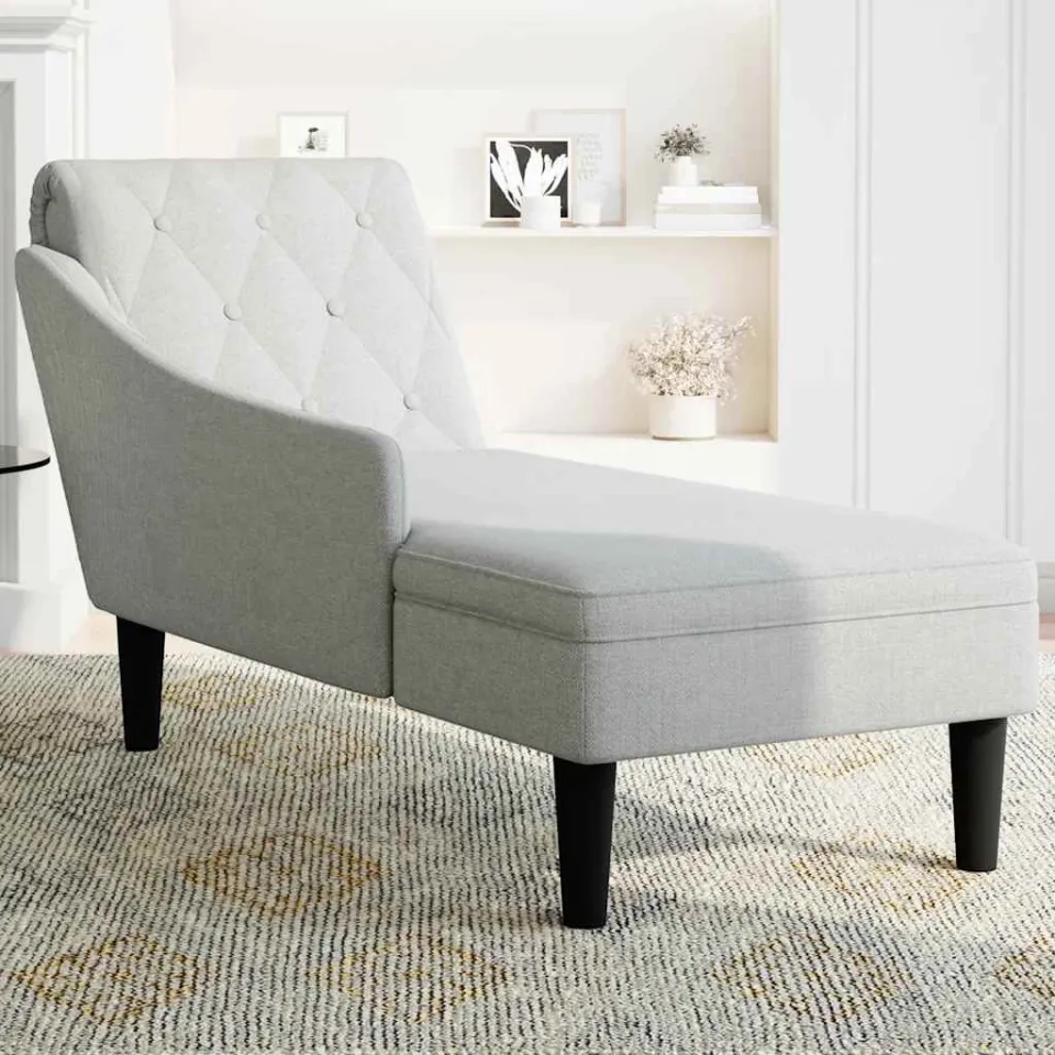 vidaXL Chaise longue met kussen en rechterarmleuning stof wolk grijs, foto 3