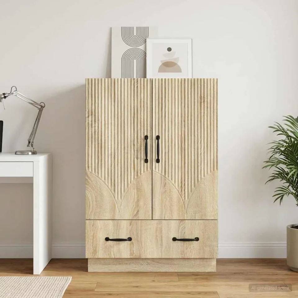 vidaXL Dressoir met lade Sonoma Eiken 66 x 34,5 x 92 cm Bewerkt hout, foto 3