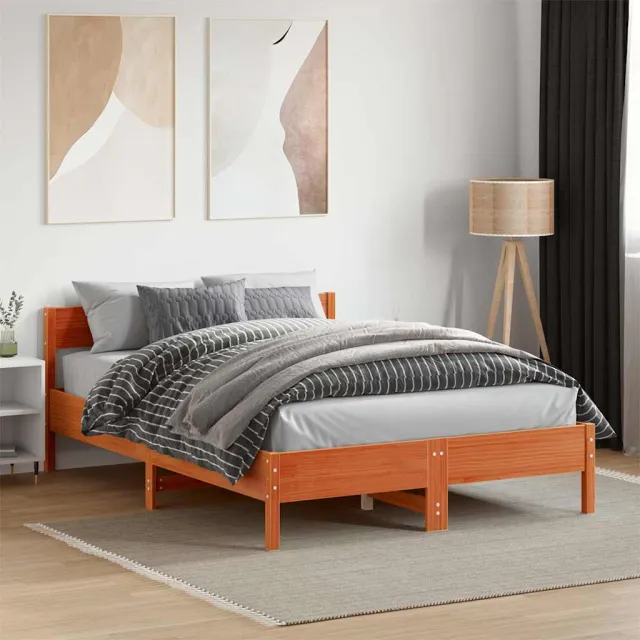 vidaXL Bedframe zonder matras massief grenenhout wasbruin 120x190 cm