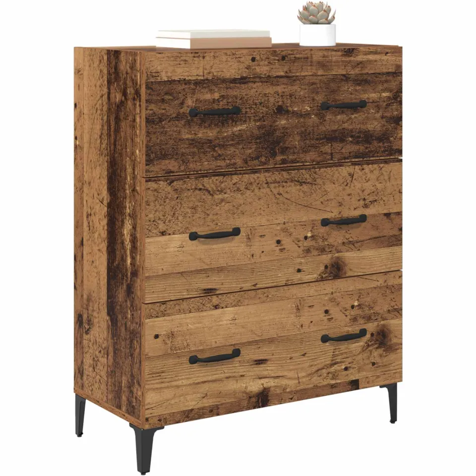 vidaXL Dressoir Oud hout 69,5 x 34 x 90 cm Gemonteerd hout en ijzer Bruin