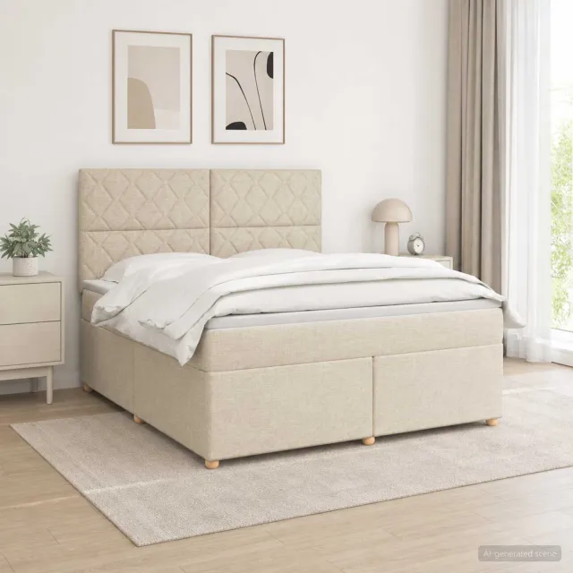 vidaXL Boxspringbed met matras Crèmekleurig 140 x 200 cm Stof