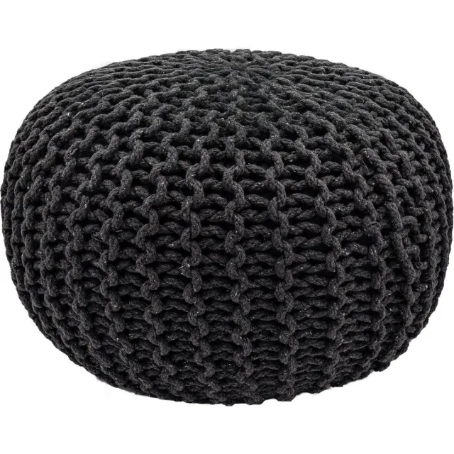 SVJ Home Decorations SVJ Poef Rond - 55 x 55 x 37 cm - Katoen - Donkergrijs