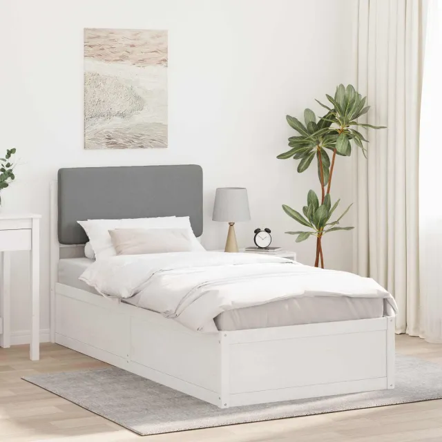 vidaXL Bedframe met Gevoerd Hoofdgedeelte Lichtgrijs 75 x 190 cm