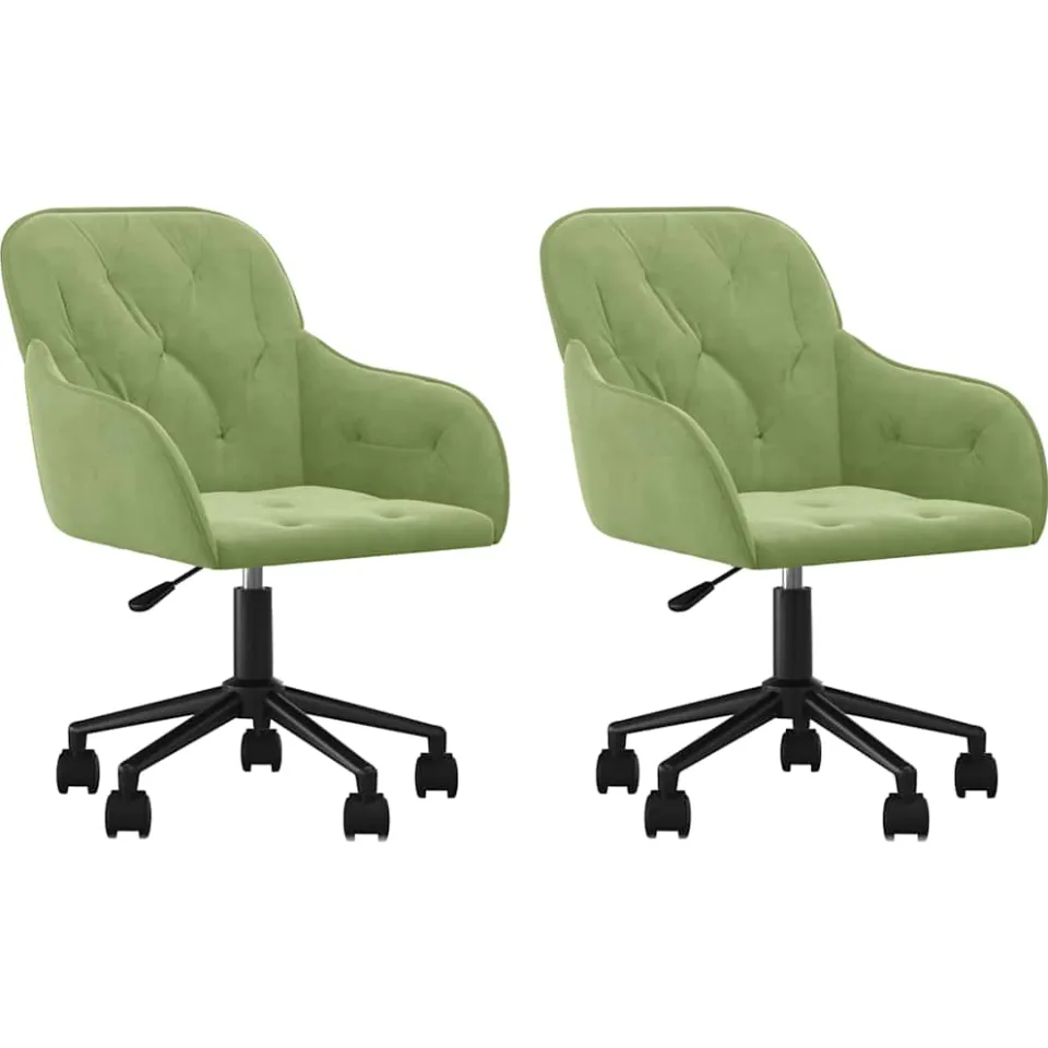 vidaXL Eetkamerstoelen draaibaar 2 st fluweel lichtgroen groen, foto 3
