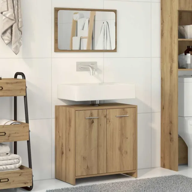 vidaXL Badkamerkast met spiegel bewerkt hout artisanaal eikenkleurig, foto 2
