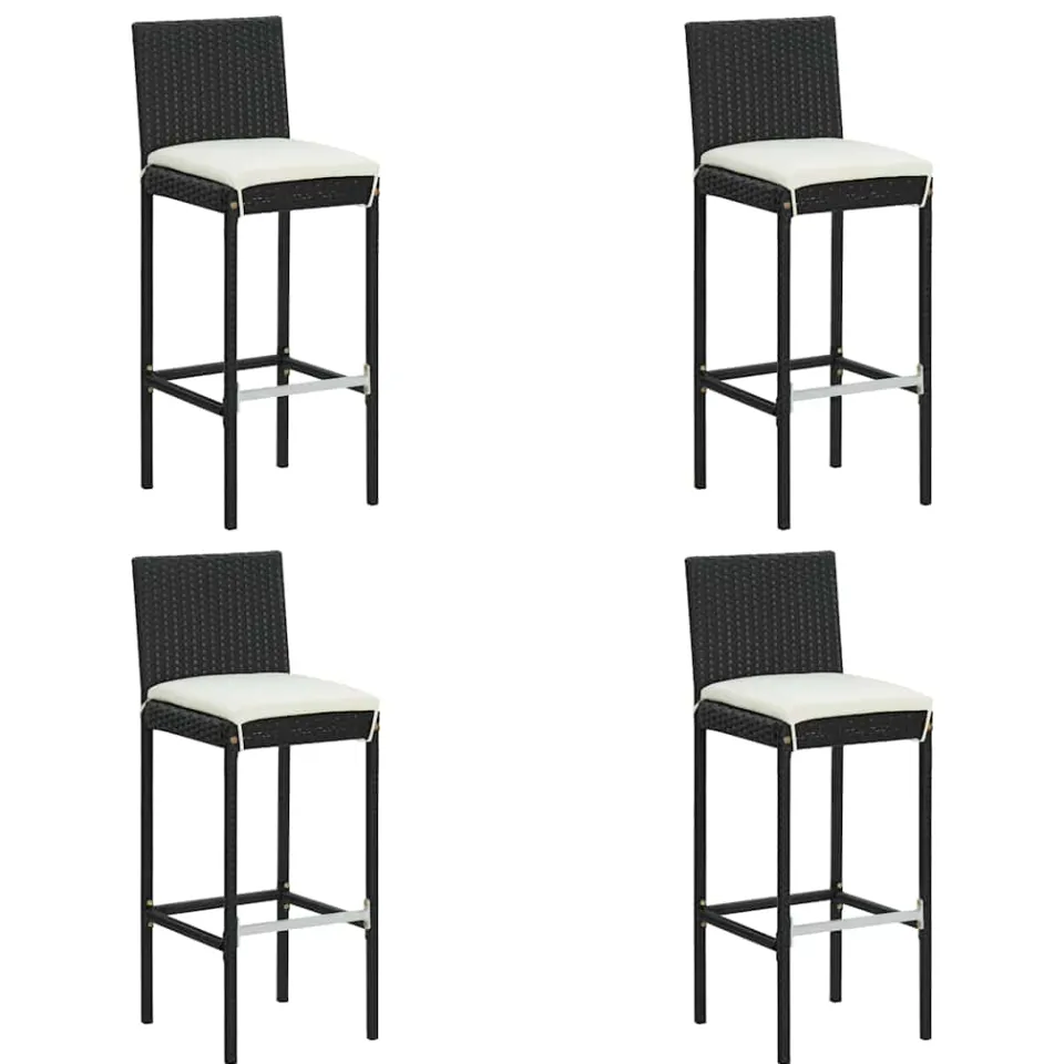 vidaXL 5-delige Tuinbarset met kussens poly rattan zwart