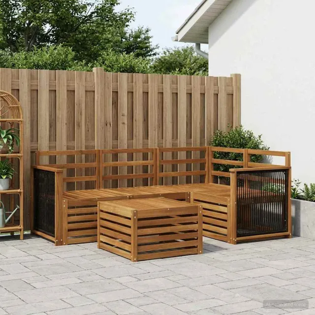vidaXL Buiten bankenset 5 st 4-zits Naturel Massief Acaciahout