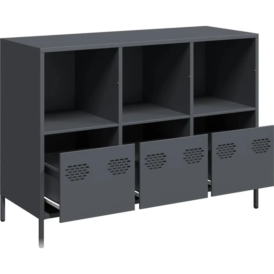 vidaXL Dressoir 101,5x39x73,5 cm koudgewalst staal antracietkleurig, foto 4