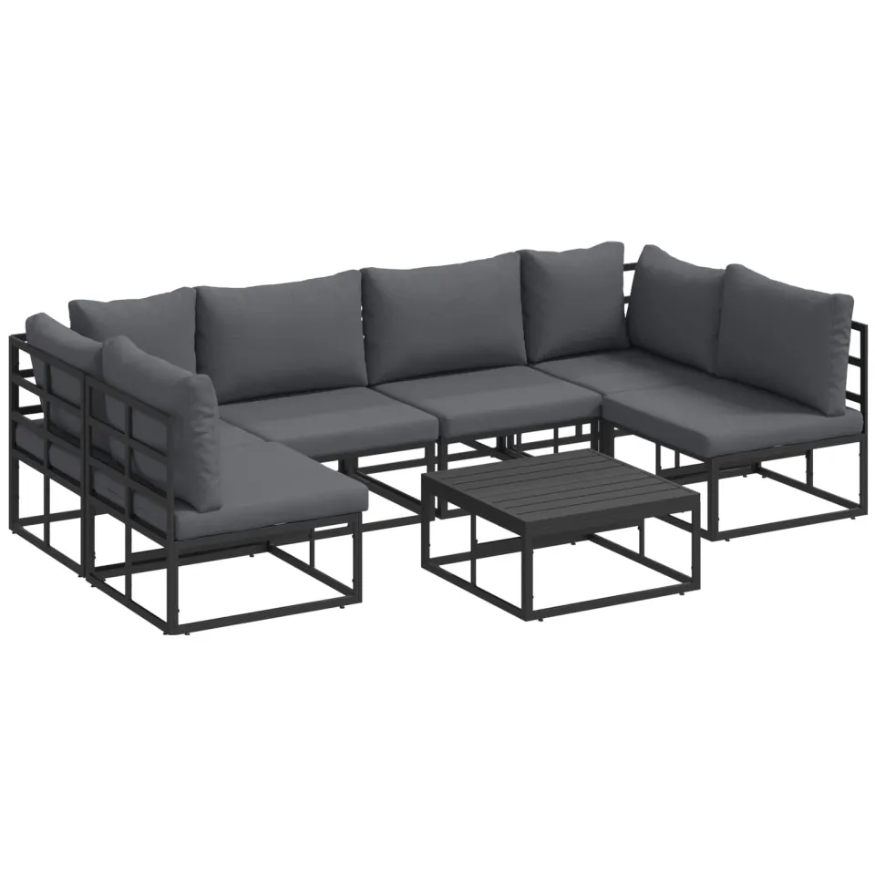 vidaXL Tuinbankenset 7 st Zwart Aluminium