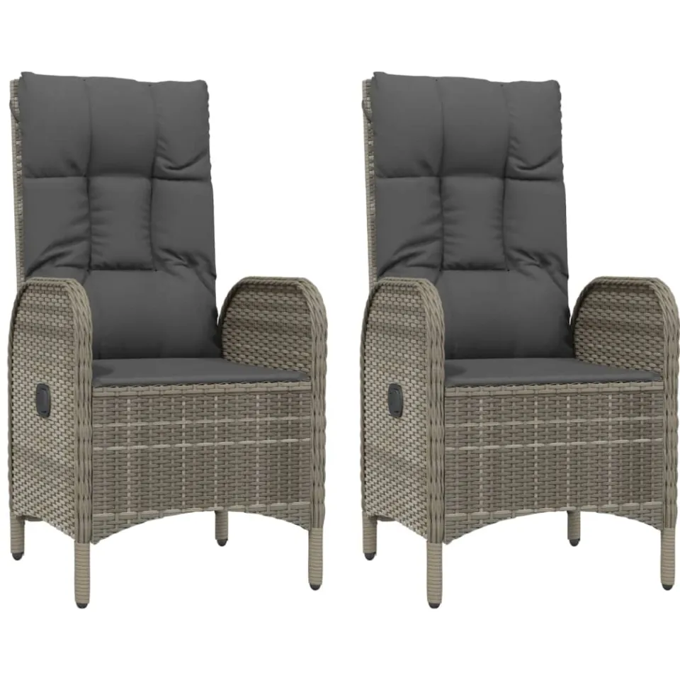 vidaXL 3-delige Tuinset met kussens poly rattan grijs, foto 3