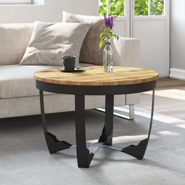 vidaXL Salontafel 60x40 cm massief ruw mangohout bruin, foto 2