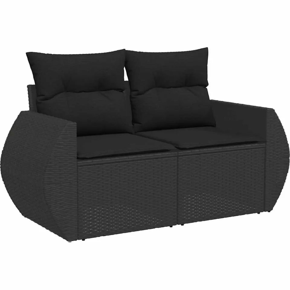 vidaXL 8-delige Loungeset met kussens poly rattan zwart