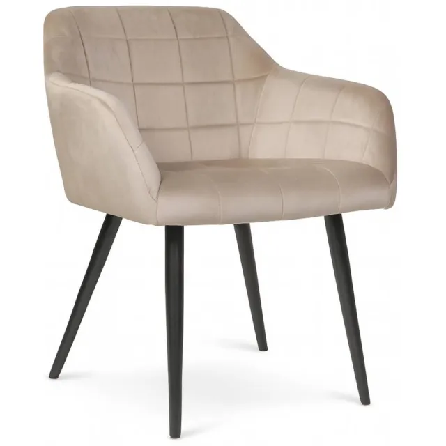 Lizzely Garden & Living Eetkamerstoel met armleuning Barbara taupe velvet eetstoel zetel